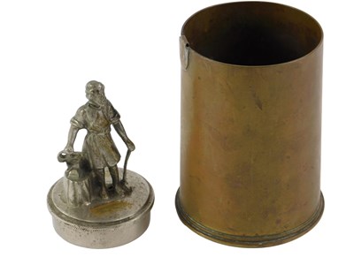 Lot 212 - A military brass shell case, dated 1916, 13cm...