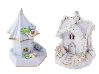 Lot 228 - Two 19thC Staffordshire porcelain cottages,...