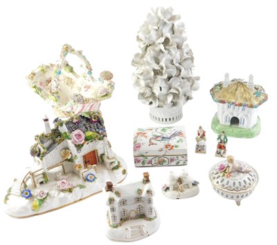 Lot 230 - A 19thC flower encrusted Staffordshire...