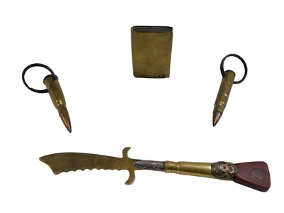 Lot 662 - WWI brass trench art, comprising bullet...