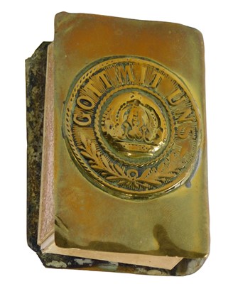 Lot 580 - A WWI trench art brass matchbox cover,...