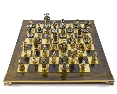 Lot 455 - A marbled chess set, depicting silvered and...