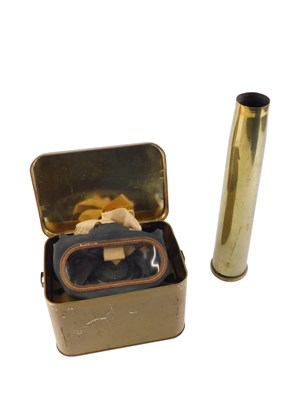 Lot 238 - Militaria, comprising a brass Bofors 40mm...