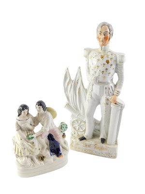Lot 239 - Two 19thC Staffordshire flatback figures,...