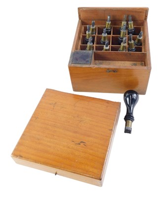Lot 259 - A walnut carry case, containing various number...