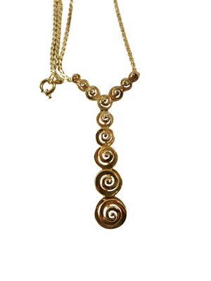 Lot 529 - A gold plated modern pendant and chain, of...