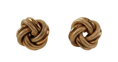 Lot 531 - A pair of 9ct rose gold double knot stud...