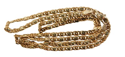 Lot 74 - A 9ct gold hammered Byzantine link neck chain,...