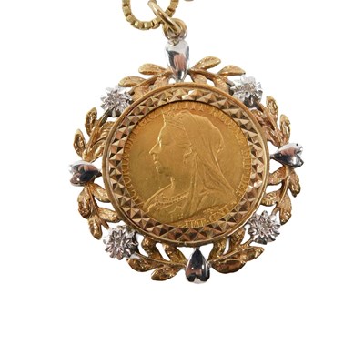 Lot 77 - A Victorian gold half sovereign pendant, dated...