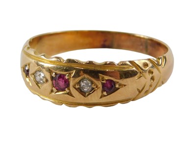 Lot 83 - An Edwardian 15ct gold ruby and diamond dress...