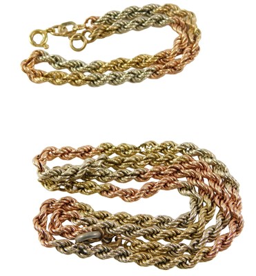 Lot 85 - A 9ct gold bicolour rope twist necklace, with...