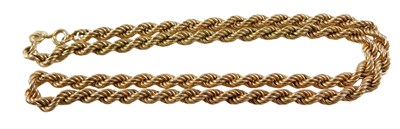 Lot 86 - A 9ct gold rope twist necklace, with bolt ring...