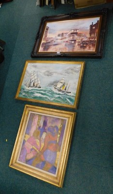 Lot 2229 - Three paintings, comprising Don Brecon Trams,...