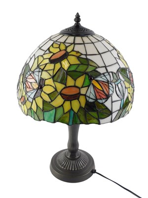 Lot 50 - A Tiffany style table lamp, the shade...