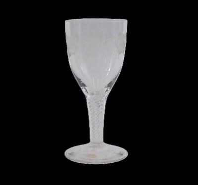 Lot 691 - A wine glass, the bowl engraved with grapes...