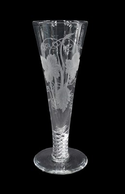 Lot 695 - An oversized glass ale flute, the bowl...