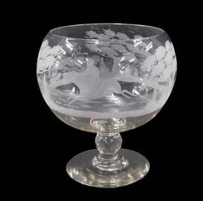Lot 698 - A large glass goblet, the globular bowl...