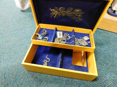 Lot 2196 - A mustard yellow jewellery box and...