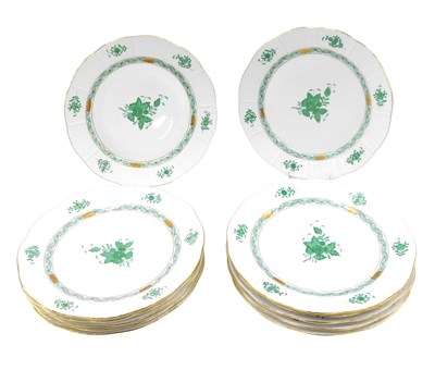 Lot 4 - A set of twelve Herend Chinese Green Apponyi...