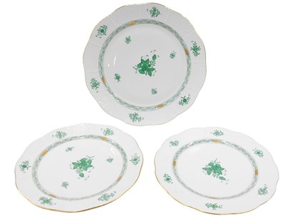 Lot 8 - Three Herend Chinese Bouquet Apponyi Green...