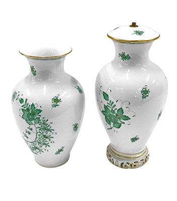 Lot 46 - A Herend Chinese Bouquet Apponyi Green pattern...
