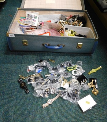 Lot 2215 - A blue suitcase containing contents of costume...