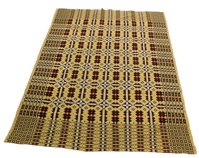 Lot 270 - A Welsh blanket, on cream and blue ground.