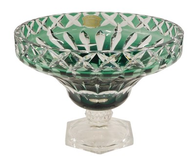 Lot 710 - A Val St Lambert green flash cut glass bowl,...