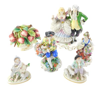 Lot 278 - Six Continental porcelain figures, comprising...