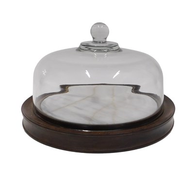 Lot 714 - A glass, simulated walnut and marble cheese...