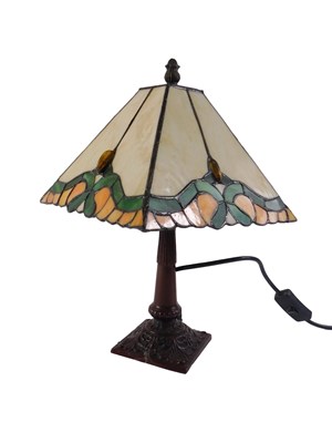Lot 715 - A Tiffany style stained glass table lamp, the...