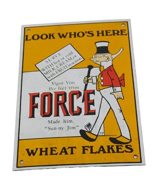 Lot 47 - A Force Wheat Flakes enamel advertising sign,...