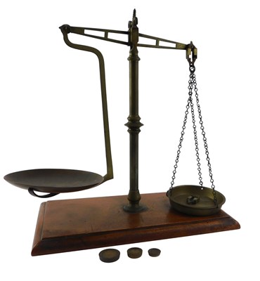 Lot 723 - A set of Milward brass and mahogany beam...