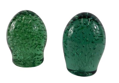 Lot 726 - A Nailsea type green glass dump, with internal...