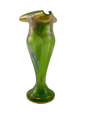 Lot 731 - An Art Nouveau green opalescent glass vase,...