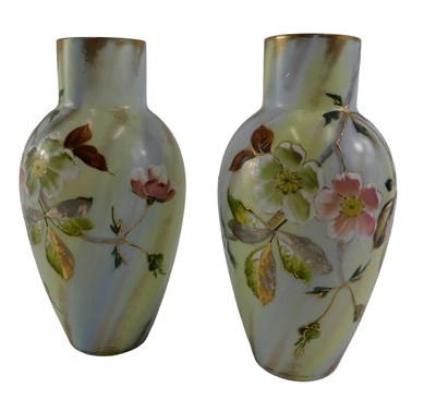 Lot 733 - A pair of Victorian white opaque glass...