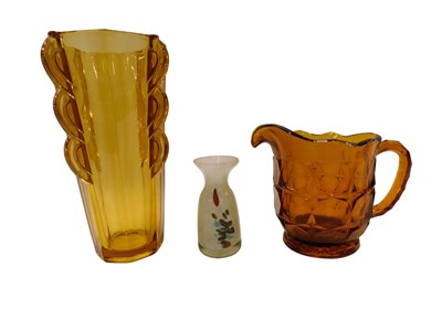 Lot 742 - An amber tinted Art Deco glass vase in the...