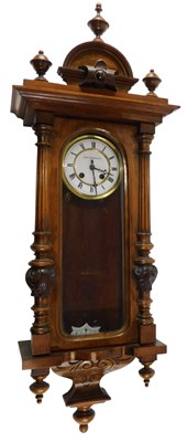 Lot 761 - A late 19thC Vienna wall clock, the enamel...