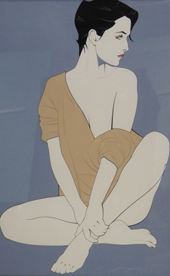 Lot 821 - Nagel. Seated lady, coloured print, 90cm high,...