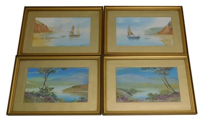 Lot 827 - R. Raymond. Coastal scenes, watercolour and...