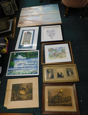 Lot 2269 - Pictures and prints, to include a framed...