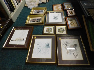 Lot 2280 - Pictures and prints, to include dried flowers,...