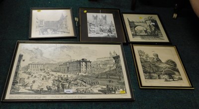 Lot 2288 - Prints of pencil drawings, showing scenes of...
