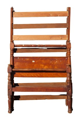 Lot 879 - A 19thC mahogany bedhead and foot, with turned...