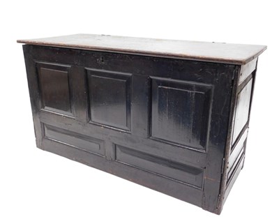 Lot 891 - A late 17th/early 18thC oak coffer, the hinged...