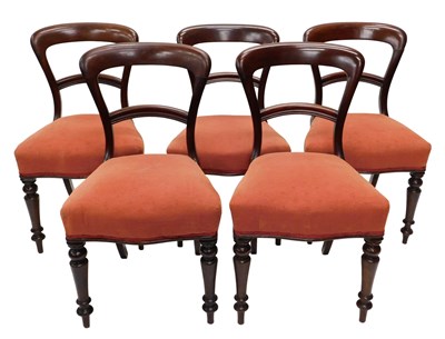 Lot 898 - A set of five Victorian mahogany balloon back...