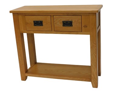 Lot 956 - A light oak side table, the rectangular top...