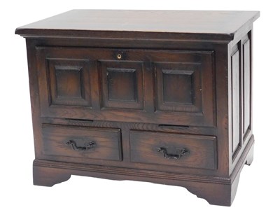 Lot 959 - A small oak chest, the rectangular top above a...