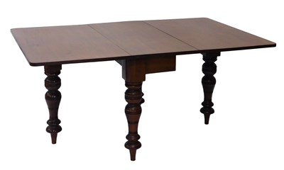 Lot 965 - A 19thC mahogany drop leaf table, on turned...