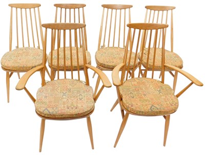 Lot 973 - A set of six Ercol style light coloured beech...